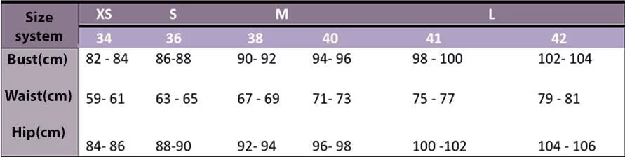 table size Passion By D Clothers