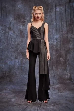 High waist flared black trousers 1 Long Black Pants