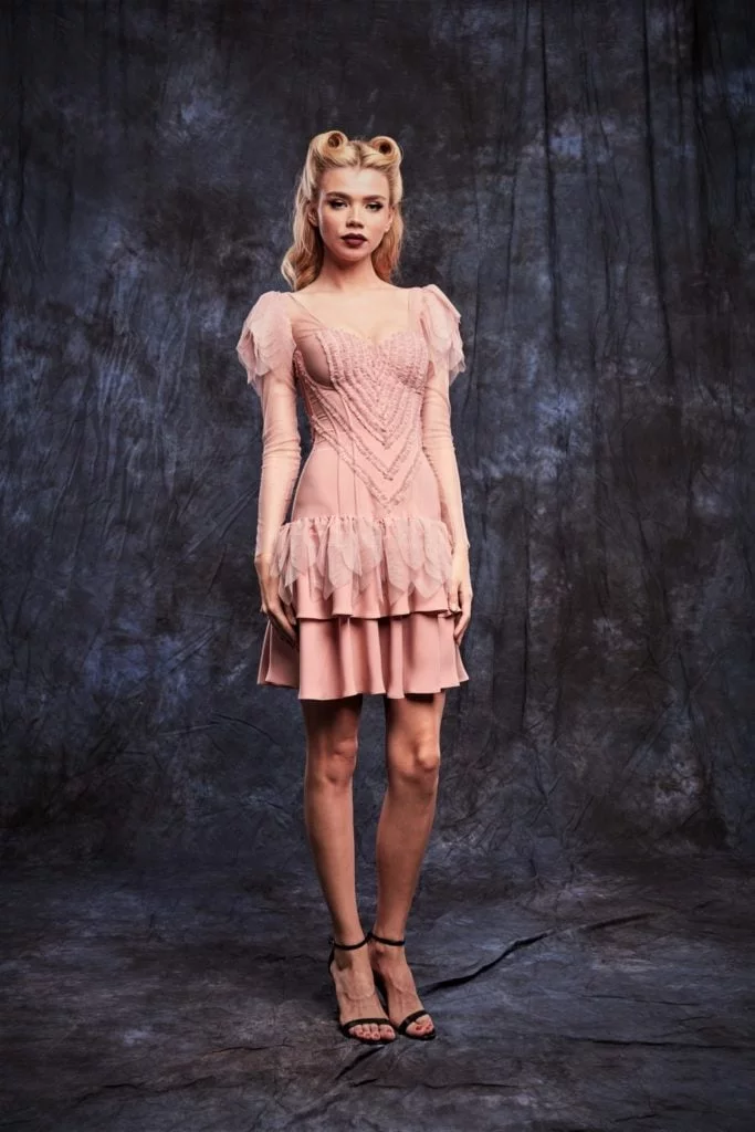 dusty pink cocktail dresses Soft Pink Satin and Lace 1920s Style Drop Waist Nightgown
