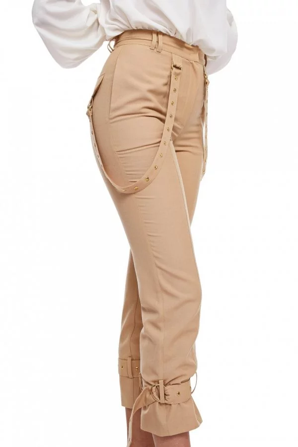 Relaxed fit Long Pants buckle gathered ankle