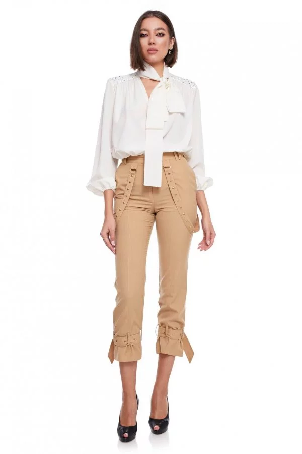 Relaxed fit Long Pants buckle gathered ankle Passion By D