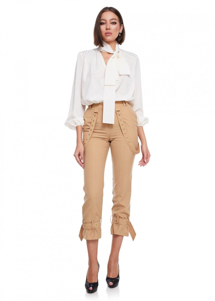 Relaxed fit Long Pants buckle gathered ankle Passion By D