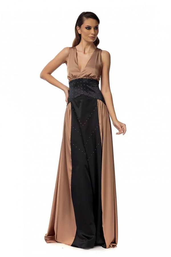 Evening Bronze Dress with Swarovski pearls