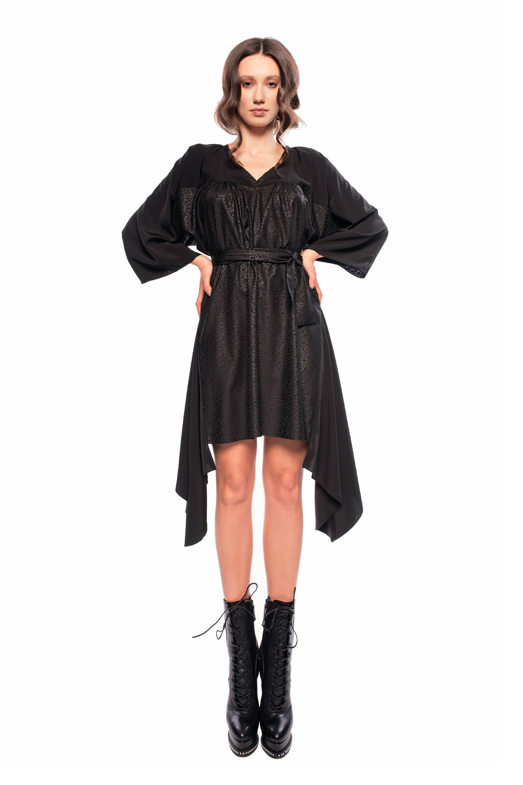Black Midi Asymmetric Dress • Designer workshop • Passion by D