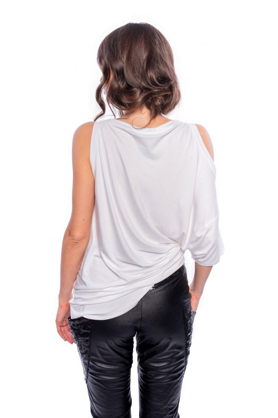 White Asymmetric Cut-Out T-Shirt