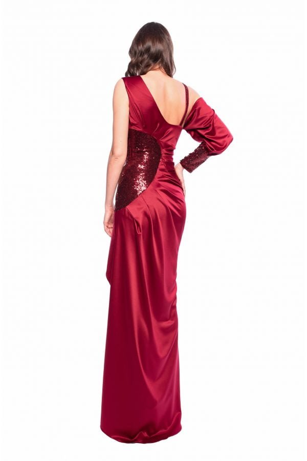 one shoulder gown